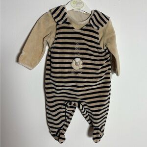 Striped Baby Romper with sheep Detail